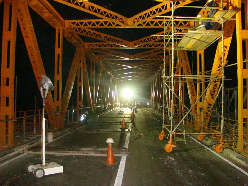 work in progress on a bridge